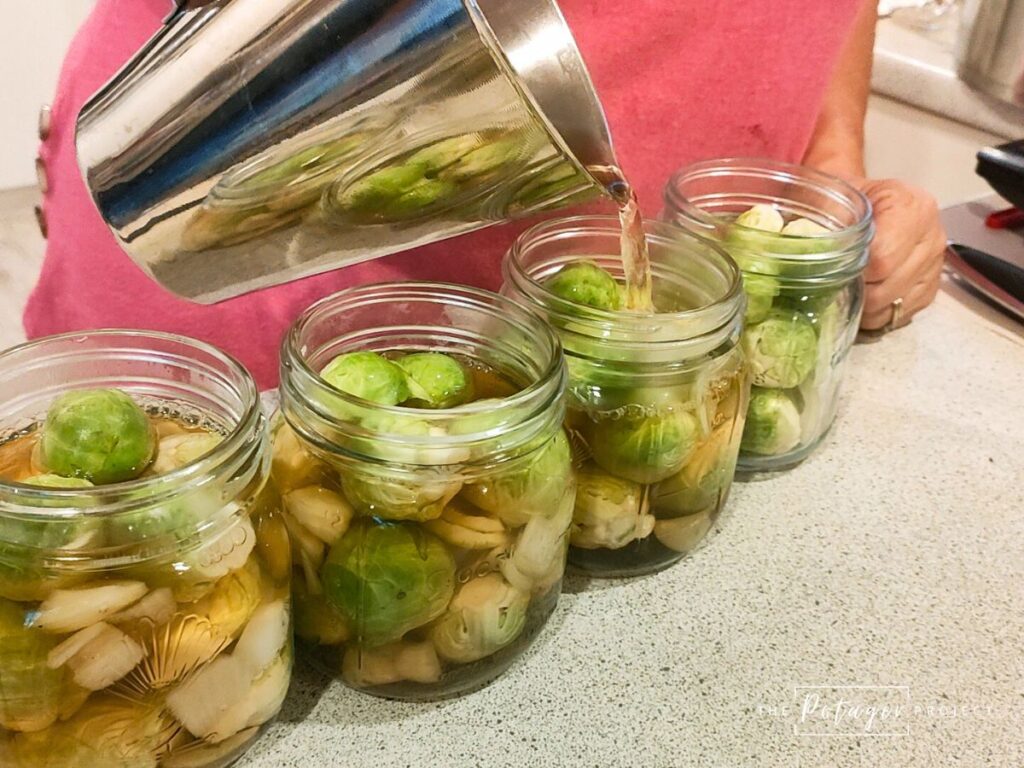 jars of pickled brussel sprouts in our preserving for beginners course