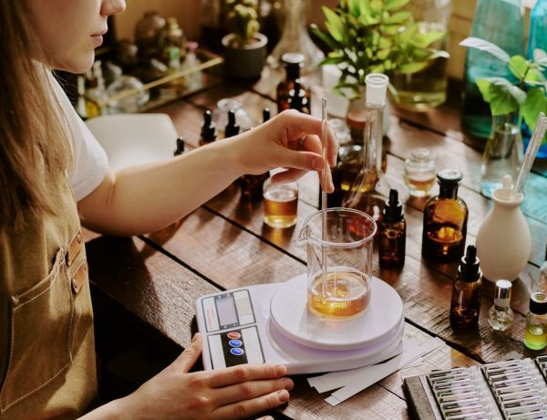 chemist blending Essential oil perfumes